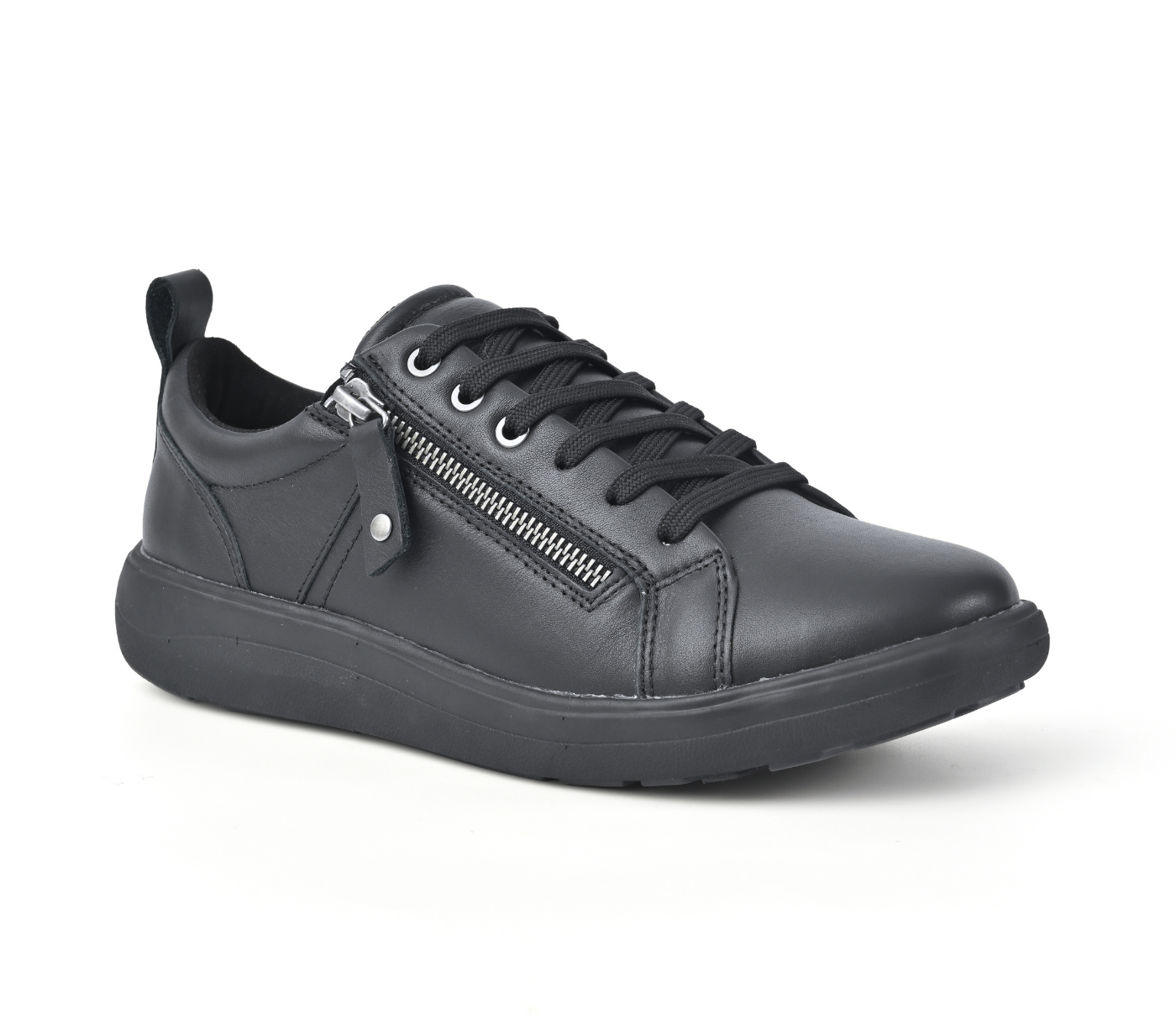 Strive Talia All Black Trainer Shoe on white background