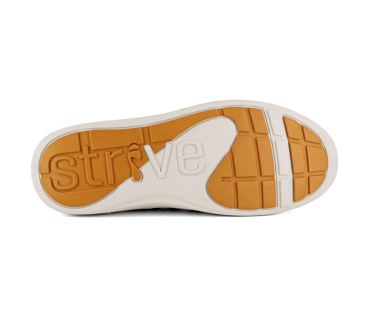 Sole of a shoe with 'strive' branding on a white background, Strive Footwear Women’s Kensington Oak Boots