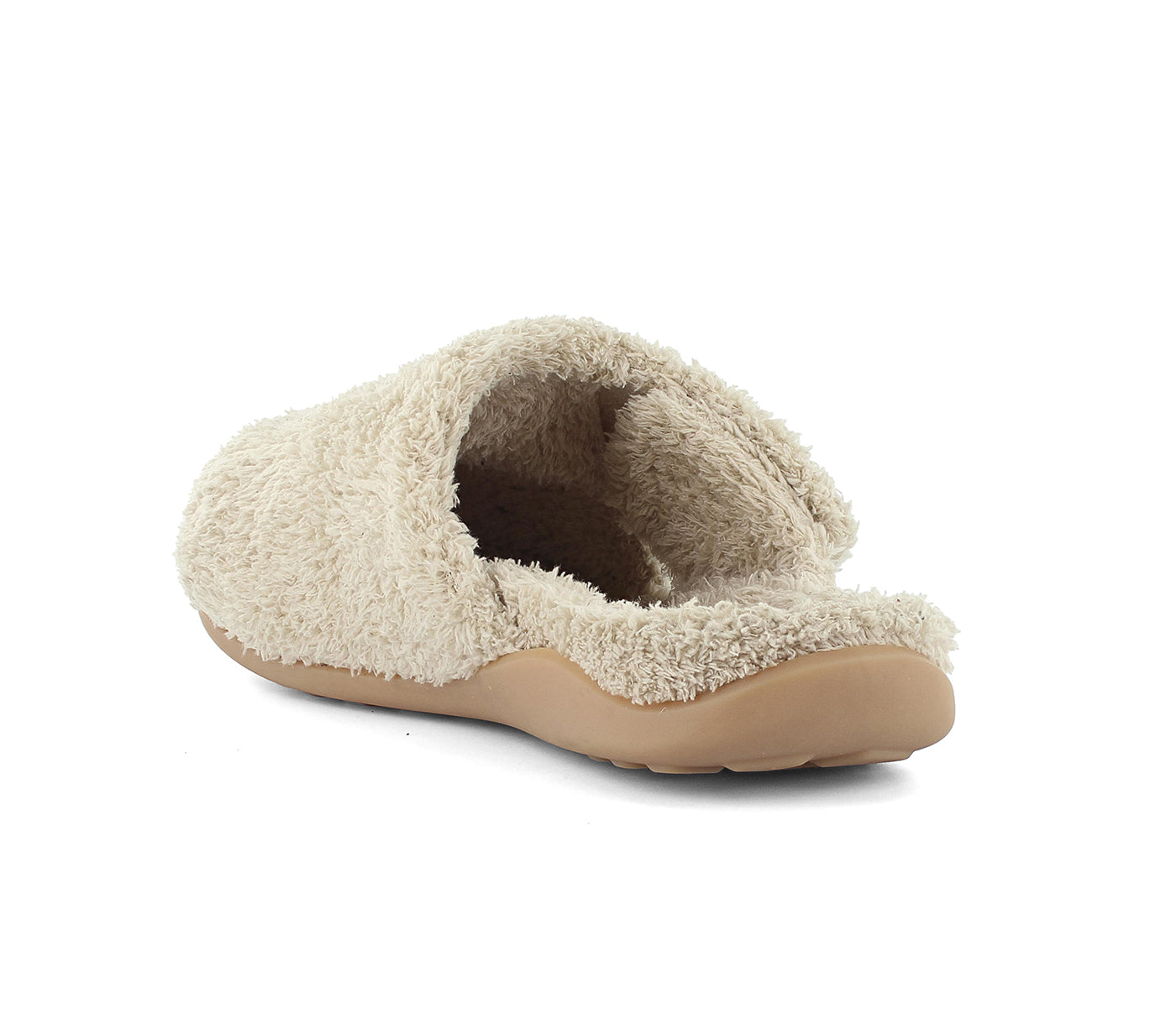 Beige slipper with soft texture on a white background. Strive Footwear Zara Women’s Beige Slippers